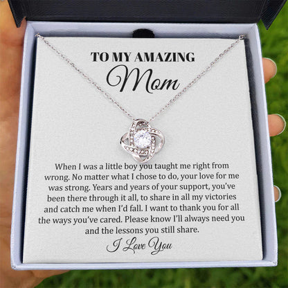 À ma merveilleuse mère, quoi qu'il arrive, nœud d'amour, collier pour maman, cadeau d'anniversaire pour maman, cadeaux pour la fête des mères