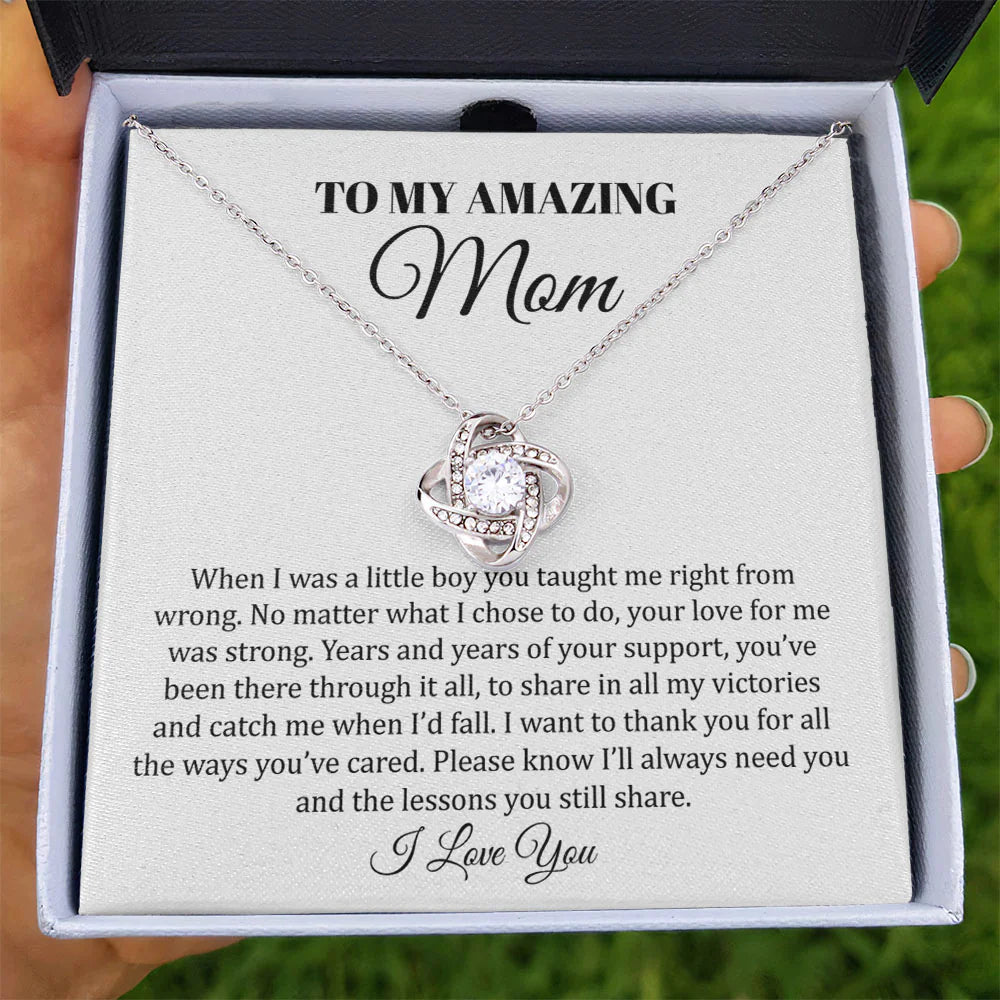 À ma merveilleuse mère, quoi qu'il arrive, nœud d'amour, collier pour maman, cadeau d'anniversaire pour maman, cadeaux pour la fête des mères