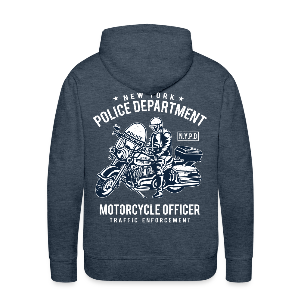 New York Police Department Motorcycle Officer Men’s Premium Hoodie - heather denim