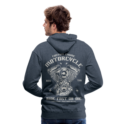 Ride Fast or Die Motorcycle Men’s Premium Hoodie - heather denim