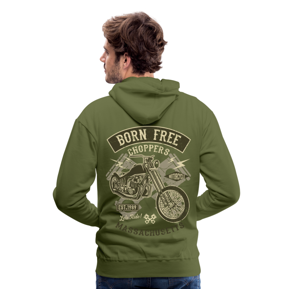 Born Free Choppers Motorcycle Men’s Premium Hoodie - olive green