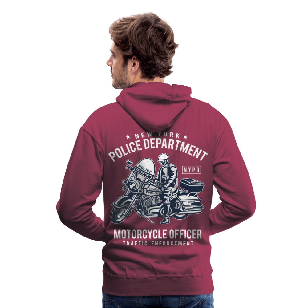 New York Police Department Motorcycle Officer Men’s Premium Hoodie - bordeaux