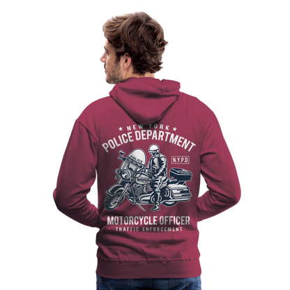 New York Police Department Motorcycle Officer Men’s Premium Hoodie - bordeaux