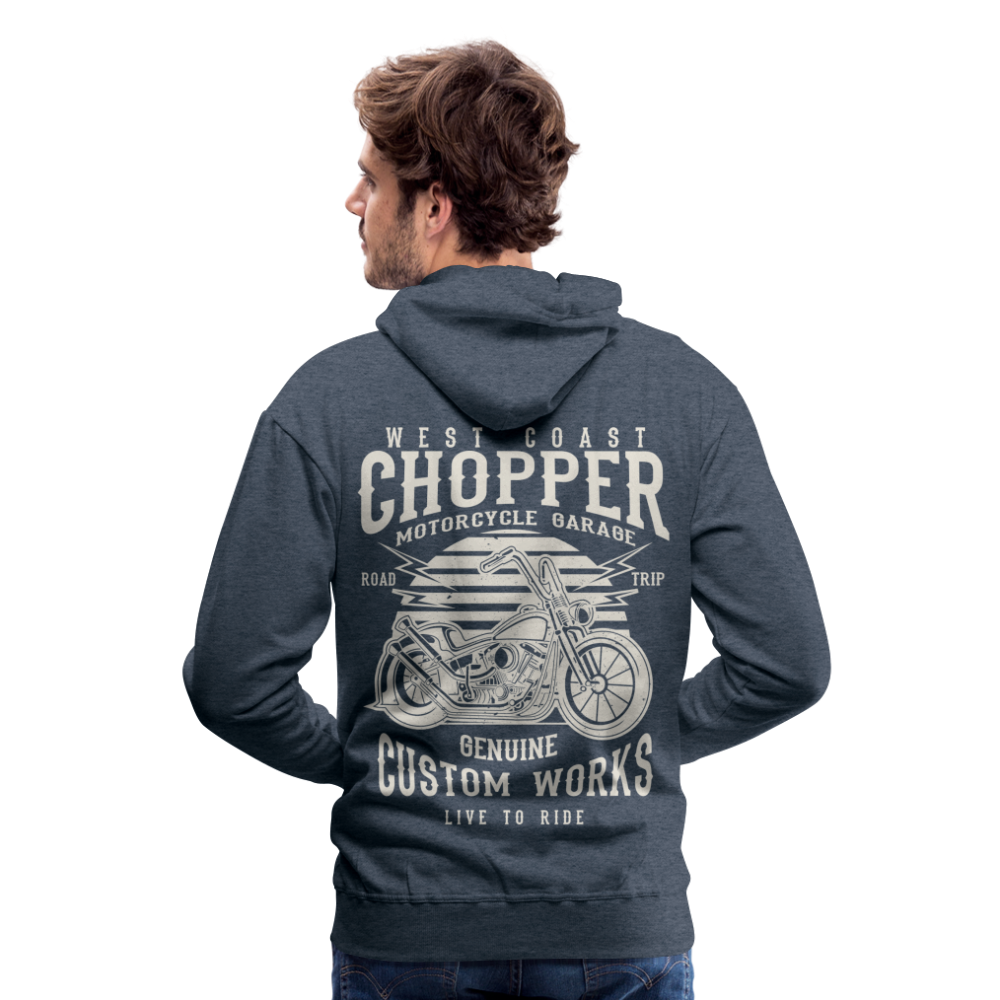 West Coasr Chopper Motorcycle Garage Men’s Premium Hoodie - heather denim