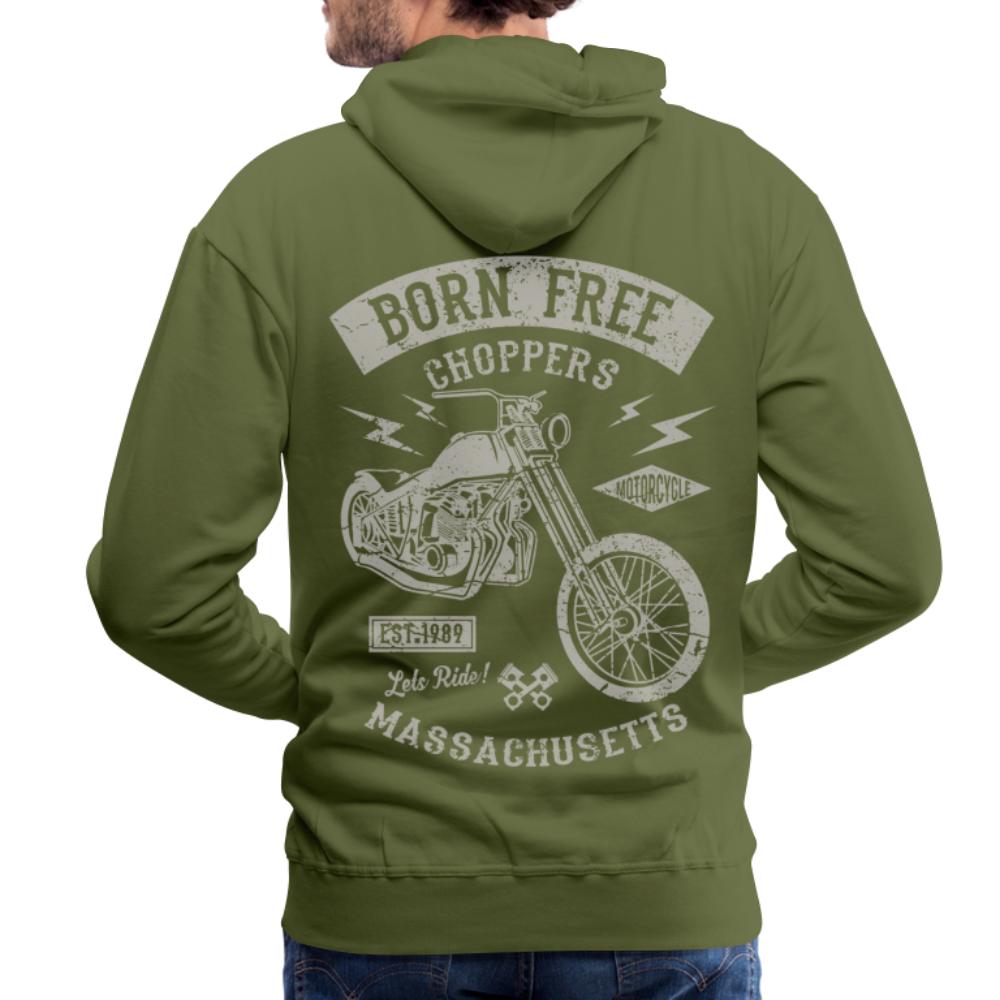 choppers Born Free Motorcycle Men’s Premium Hoodie - olive green