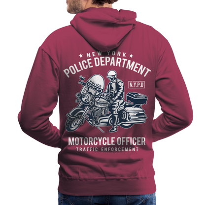 New York Police Department Motorcycle Officer Men’s Premium Hoodie - bordeaux