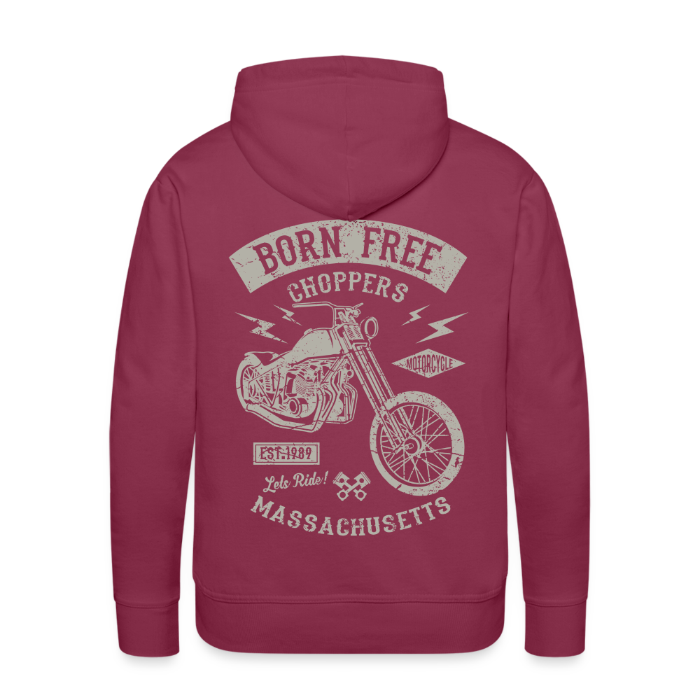 choppers Born Free Motorcycle Men’s Premium Hoodie - bordeaux