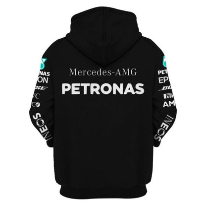 Sweat à capuche unisexe Mercedes avec nom personnalisé en 3D Racing Team V04