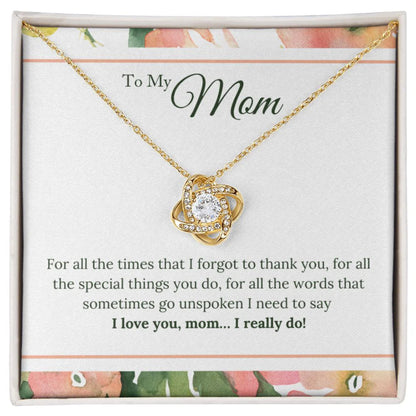 Je t'aime maman, j'aime vraiment le collier noeud, collier maman, cadeau d'anniversaire maman, cadeaux fête des mères