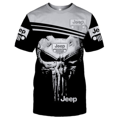 Sweat à capuche unisexe Jeep noir et blanc avec tête de mort 3D