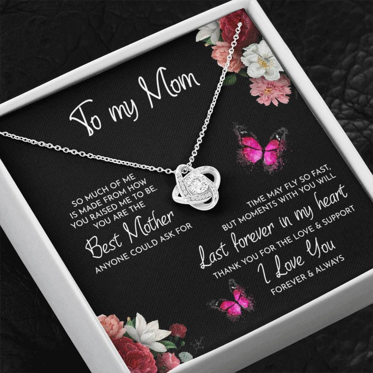 Collier avec nœud d'amour « Tu es la meilleure mère », collier pour maman, cadeau d'anniversaire pour maman, cadeaux pour la fête des mères