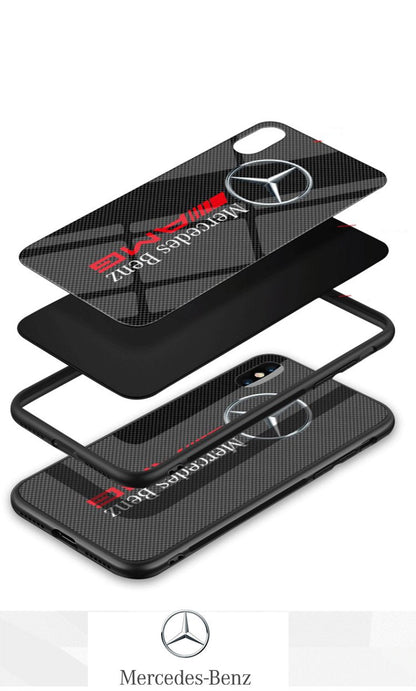 Mercedes Toughened Glass Anti-Fall Protective Iphone Cover