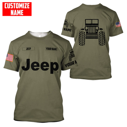 Sweat à capuche unisexe Jeep Custom Name Olive imprimé 3D sur toute la surface