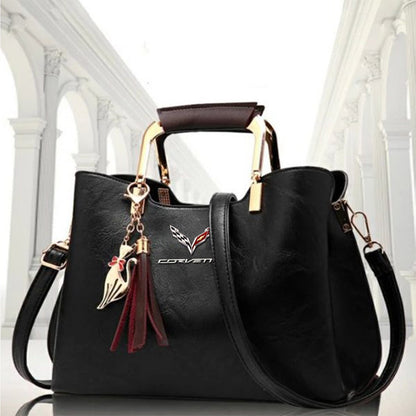 Corvette Deluxe Handbag For Women-bag-Driver Apparel-Black-Driversapparel.com