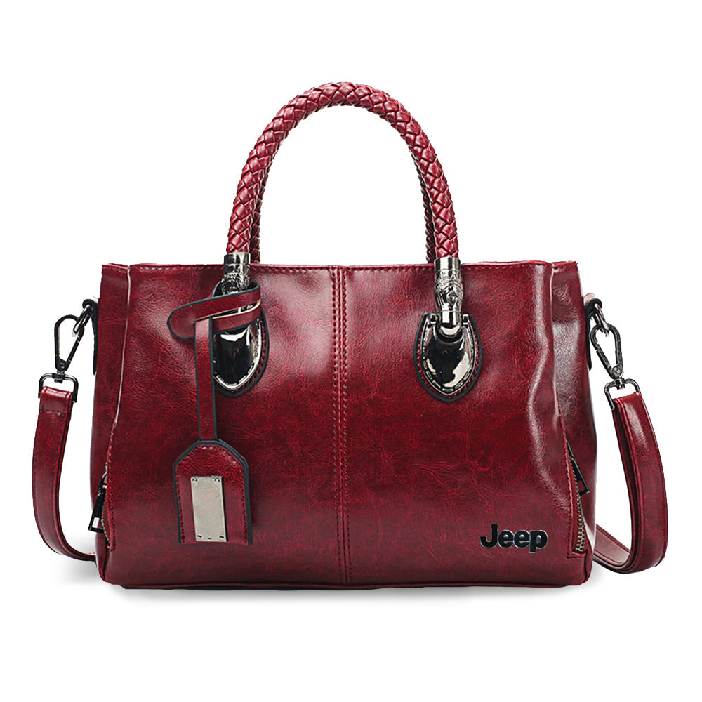 Jeep Triple Zipper Leather HandBag-bag-Driver Apparel-Marron-Driversapparel.com