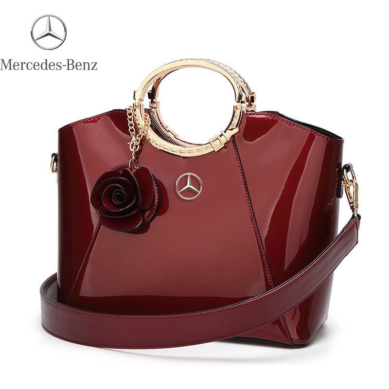 Mercedes Bright Lacquered Platinum Leather Bag-bag-Driver Apparel-Brown-Driversapparel.com