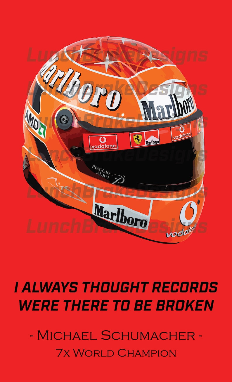 Citation sur le casque emblématique de Schumacher F1