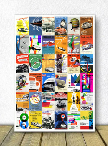 Affiches de course Porsche nostalgiques : collection vintage des années 1950-60