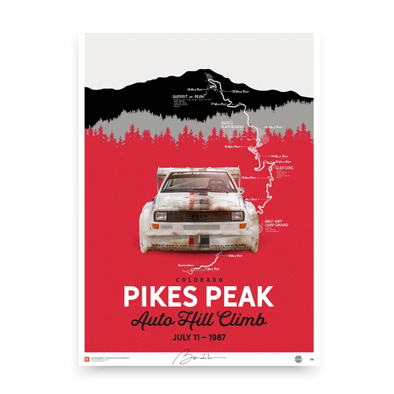 Audi Quattro S1 Pikes Peak 1987 Collectors Poster