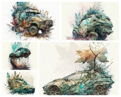 Voitures de rêve à l'aquarelle : visions automobiles artistiques