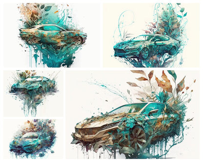 Voitures de rêve à l'aquarelle : visions automobiles artistiques