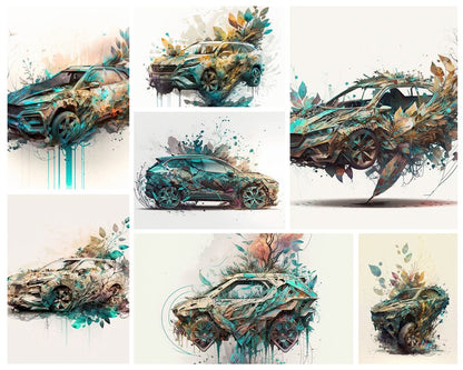 Voitures de rêve à l'aquarelle : visions automobiles artistiques