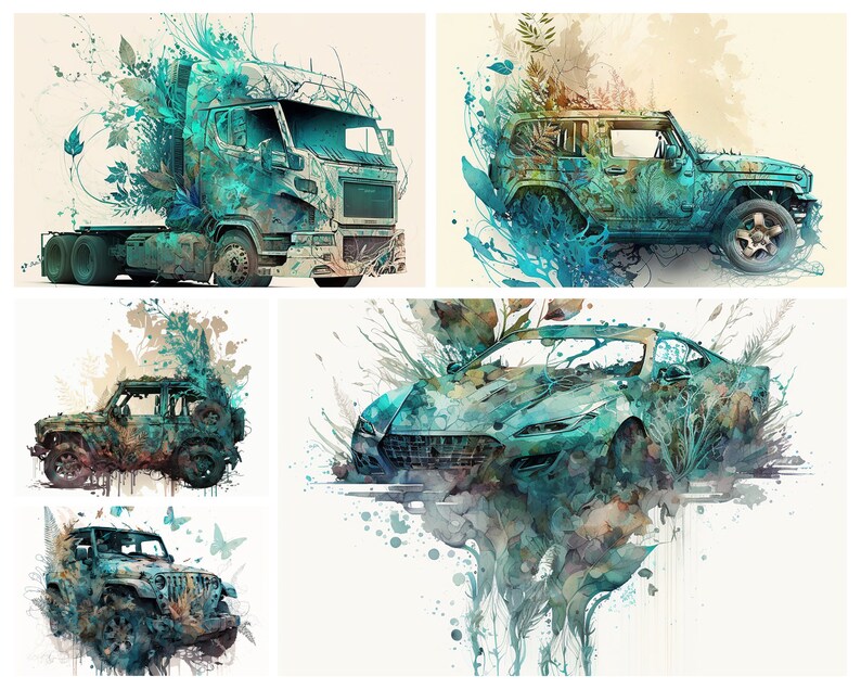 Voitures de rêve à l'aquarelle : visions automobiles artistiques