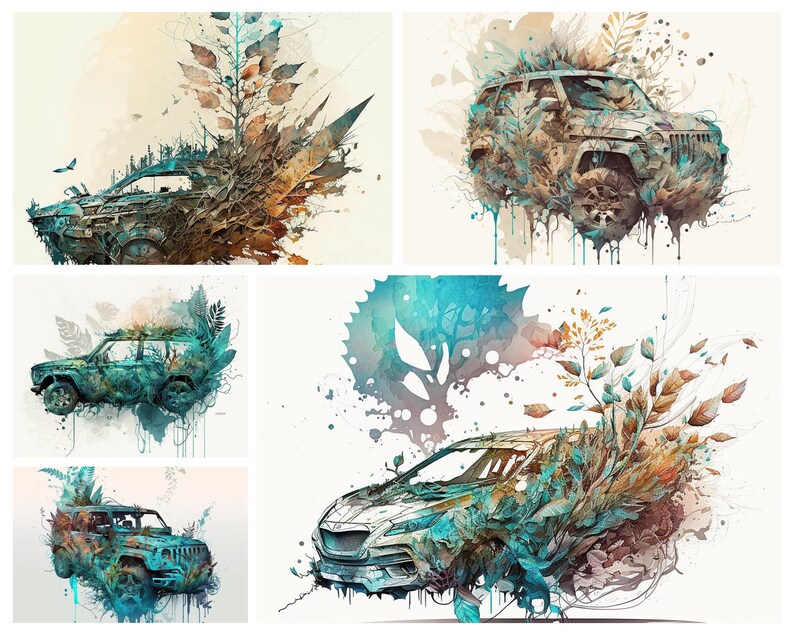 Voitures de rêve à l'aquarelle : visions automobiles artistiques