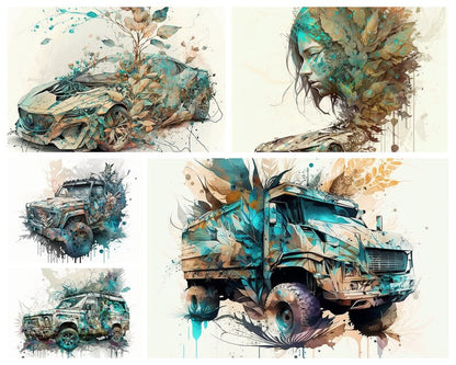 Voitures de rêve à l'aquarelle : visions automobiles artistiques