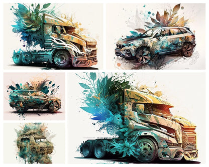 Voitures de rêve à l'aquarelle : visions automobiles artistiques