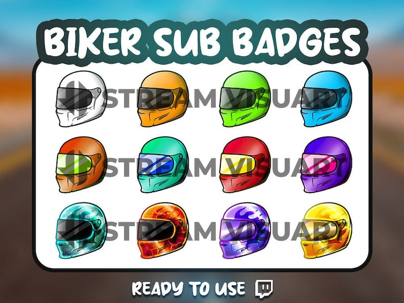 Biker Helmet Twitch Sub Badges