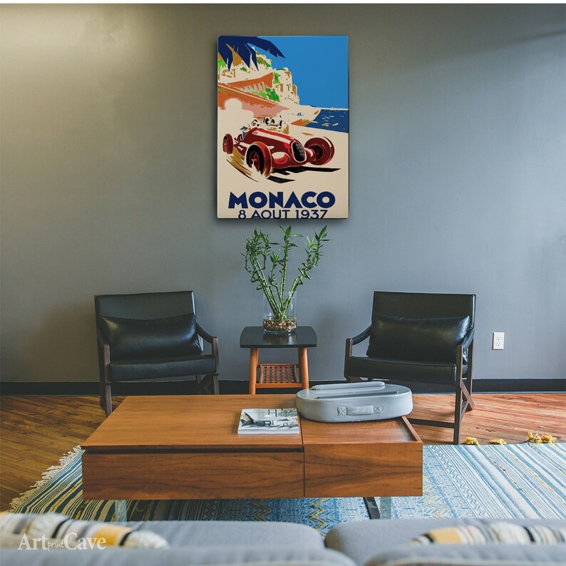 Toile automobile rétro de Monaco : art classique pour les passionnés de voitures