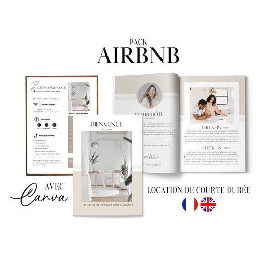 Guide de bienvenue Airbnb bilingue : livret et affiche de 20 pages (français/anglais)