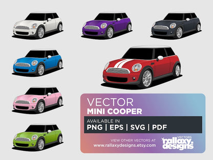 Pack de voitures Mini Cooper numériques pour Cricut et plus