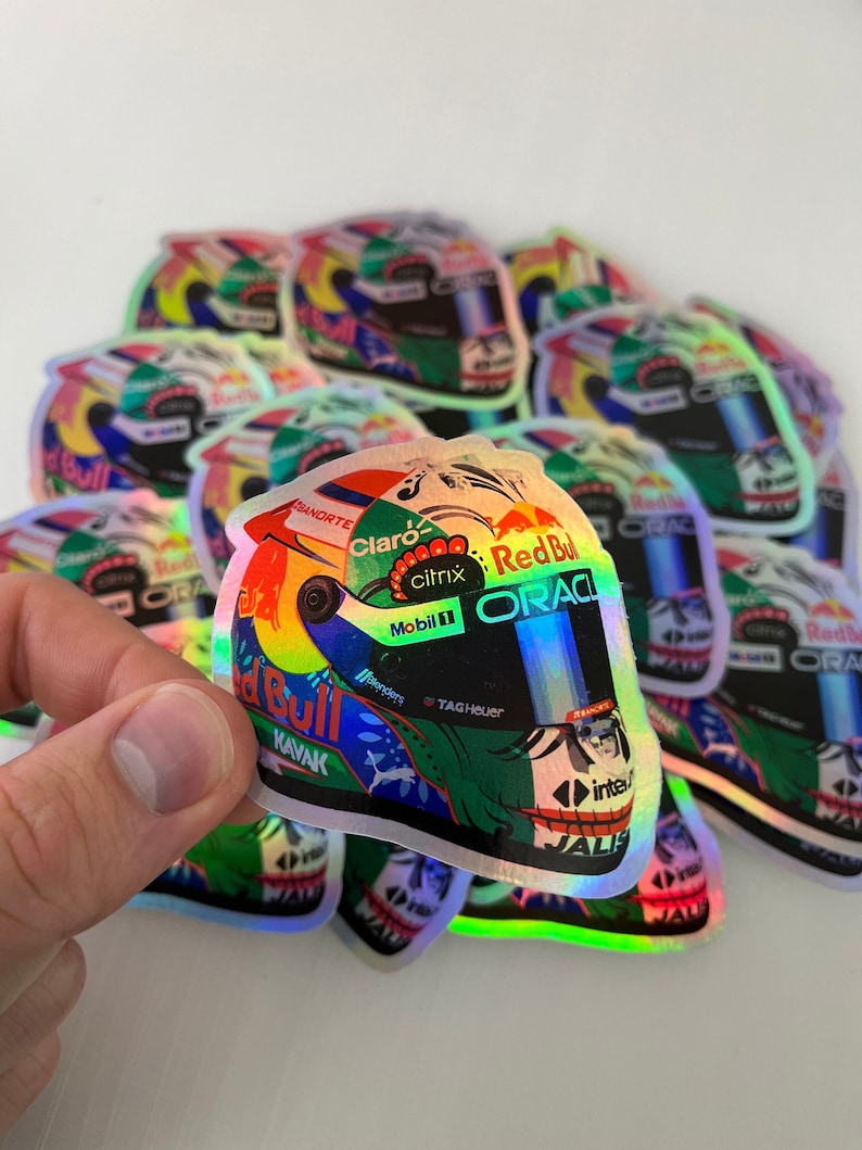 Holographic Checo Perez F1 Mini Helmet Sticker