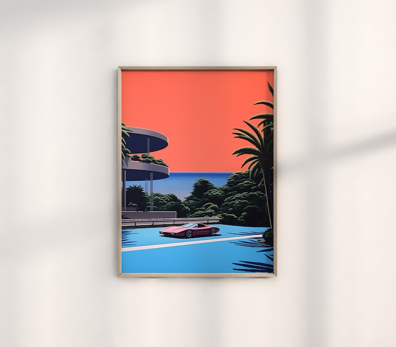 L'art numérique Ferrari de Hiroshi Nagai : trio de décorations de voitures rétro