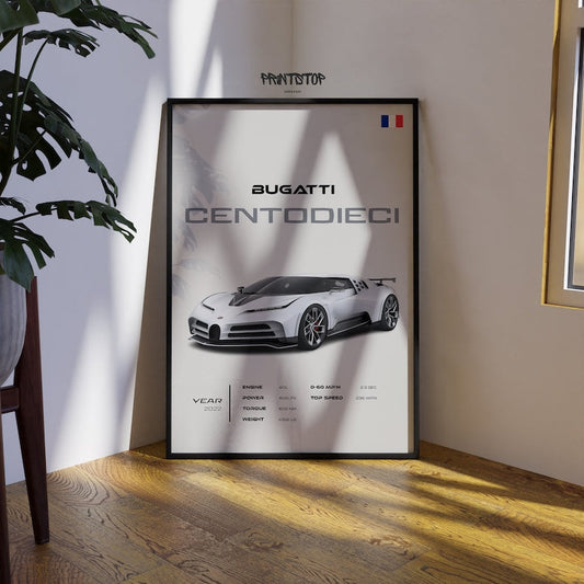 Bugatti Centodieci : Art mural de supercar moderne