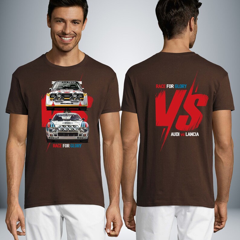 Race for Glory: Audi v Lancia Unisex Tee_driver_apparel_drivi.store