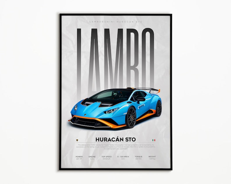 Lamborghini Huracán STO Digital Download | Hyper Car Poster_driver_clothing_drivi.store