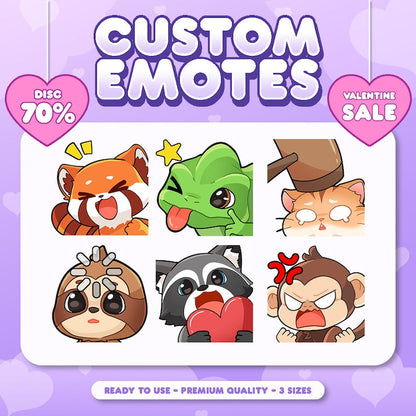 Émoticônes Chibi Anime personnalisées de qualité supérieure pour Twitch, Discord, YouTube