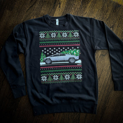 Pull de Noël moche - Tesla Cybertruck - Pull de Noël moche - Cadeau de Noël pour les amateurs de voitures, Cadeau de Noël amusant, Cadeau Tesla, Cadeau Cybertruck