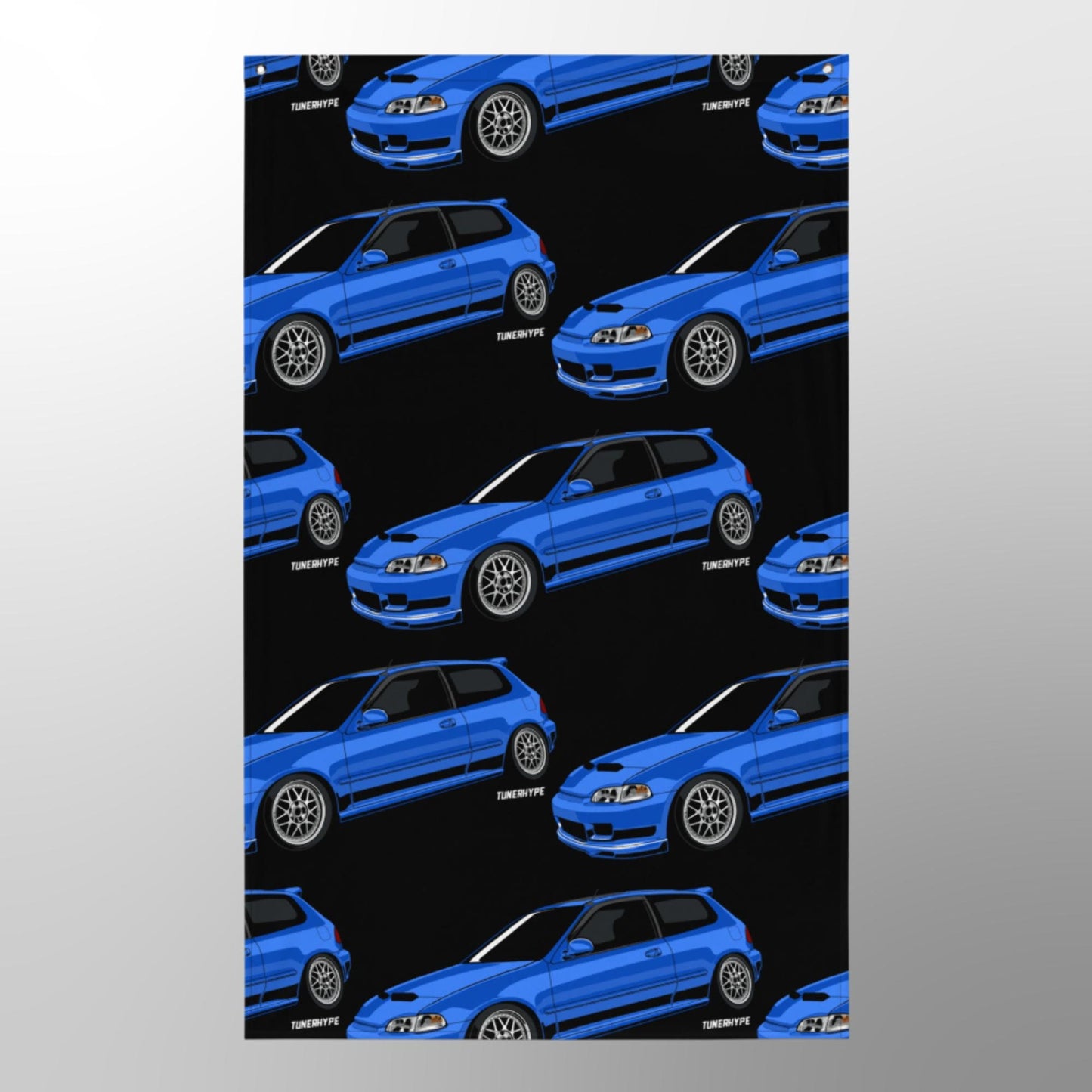 Drapeau décoratif pour garage Honda Civic EG Hatchback - Bleu Captiva