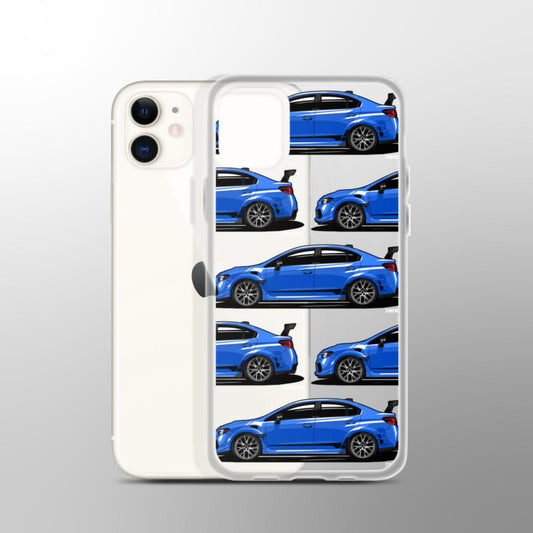 Coque iPhone transparente Subaru WRX STI - Bleu rallye mondial