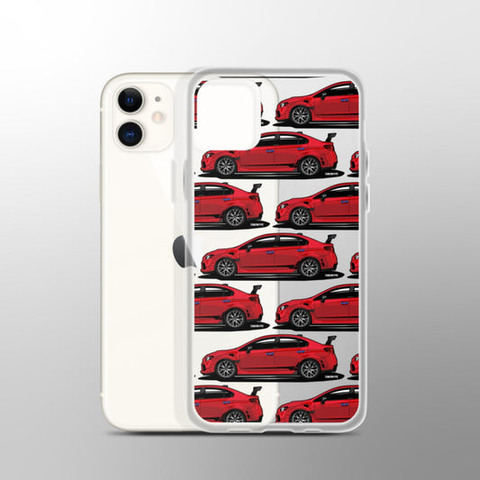 Coque iPhone transparente Subaru WRX STI - Rouge pur