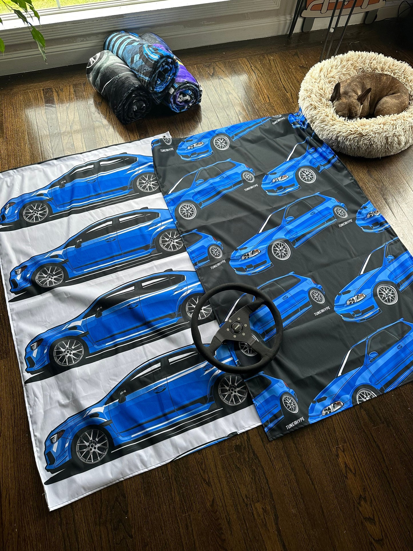 Drapeau décoratif pour garage Honda Civic EG Hatchback - Bleu Captiva