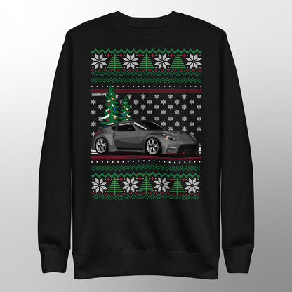 Pull de Noël moche - Nissan 370z en gris - Pull de Noël moche - Cadeau de vacances pour les passionnés de voitures, Cadeau de Noël amusant, Cadeau Nissan - Cadeau 350z