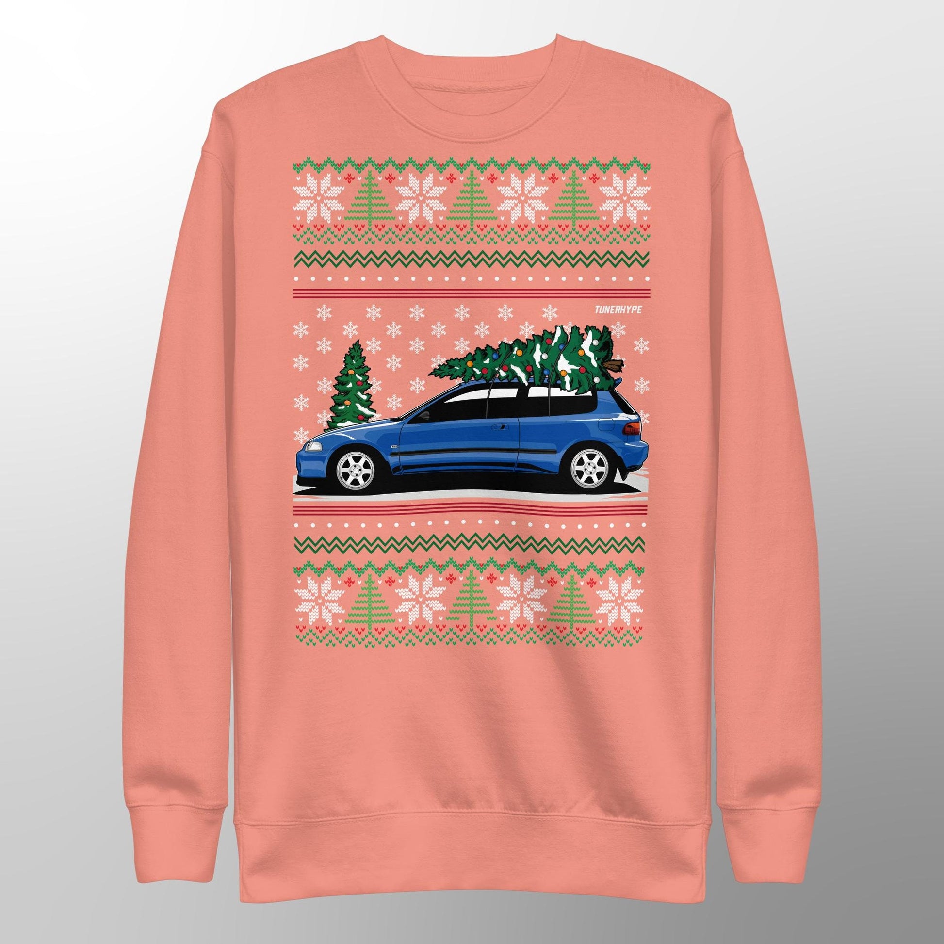 Ugly Christmas Sweater - Honda Civic EG6 on Volks - Ugly Xmas Sweater - Car Guy Holiday Gift, Funny Christmas Gift, JDM gift, Honda Gift