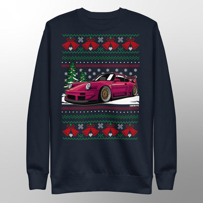 Pull de Noël moche - Porsche 911 964 en rouge - Pull de Noël moche - Cadeau de Noël pour les amateurs de voitures, Cadeau de Noël amusant, Cadeau Porsche, Cadeau 911