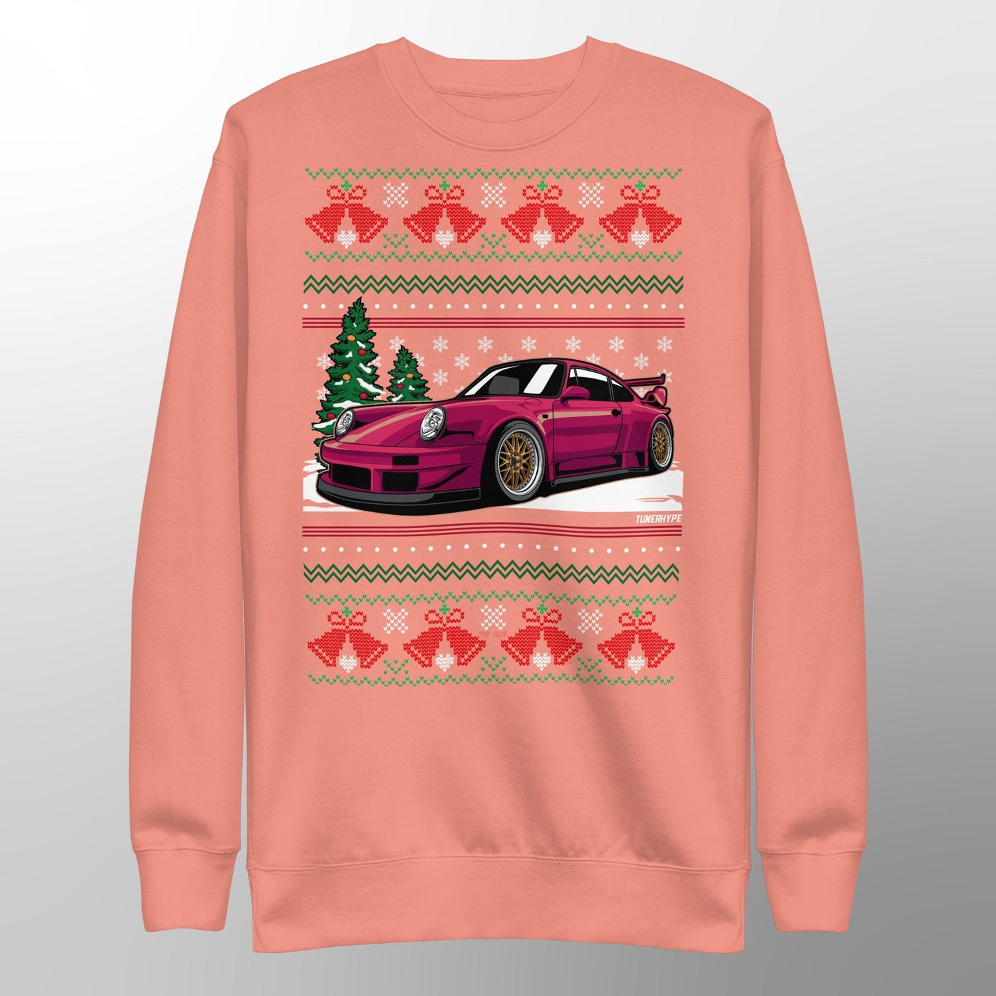 Pull de Noël moche - Porsche 911 964 en rouge - Pull de Noël moche - Cadeau de Noël pour les amateurs de voitures, Cadeau de Noël amusant, Cadeau Porsche, Cadeau 911