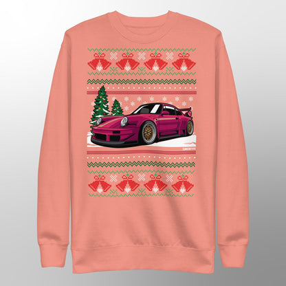 Pull de Noël moche - Porsche 911 964 en rouge - Pull de Noël moche - Cadeau de Noël pour les amateurs de voitures, Cadeau de Noël amusant, Cadeau Porsche, Cadeau 911